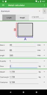 Metal calculator android App screenshot 8